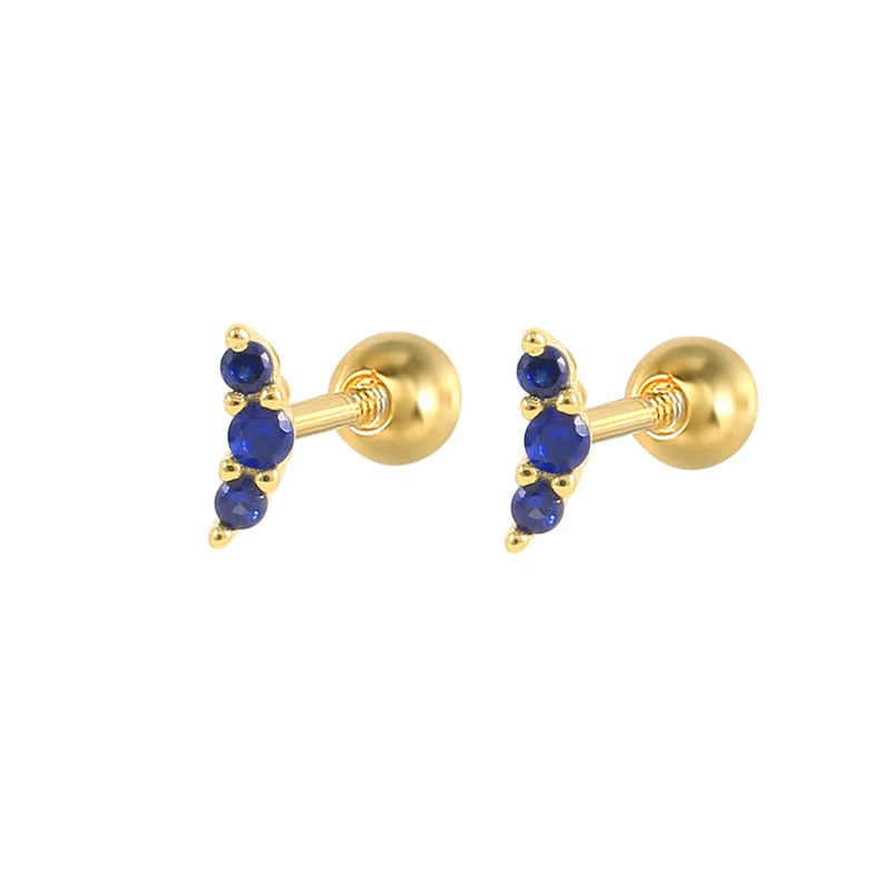 Coleção Piercing Deep Blue - Prata 925 Banhado Ouro 18k piercing azul piercing orelha tragus piercing helix piercing labret 