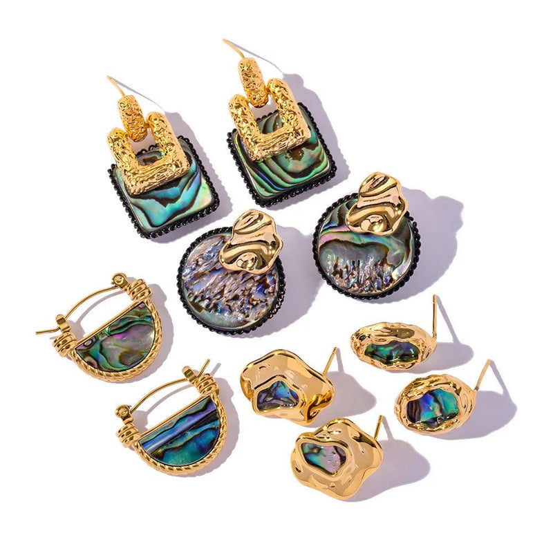 Brincos Águas de Abalone - Banhado Ouro 18k - Aura Sirius