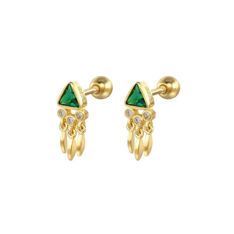 Coleção Brinco-Piercing Verde Majesté - Prata 925 Banhado Ouro- Zircônias Verdes Brinco verde Piercing verde Piercing orelha Brinco mini Coleção piercing orelha Piercing dourado Piercing trágus Piercing helix Mini piercing 