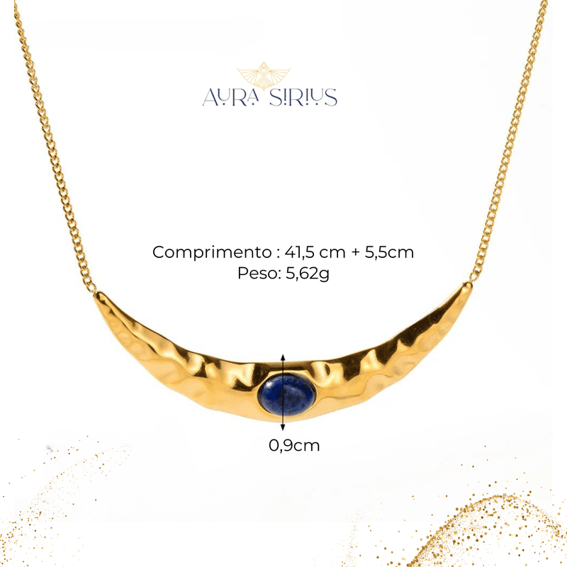 Colar Éclat Ísis - Lápis Lazuli - Banhado Ouro 18k. - Aura Sirius